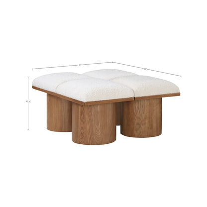 Pavilion Cream Boucle Fabric Bench
