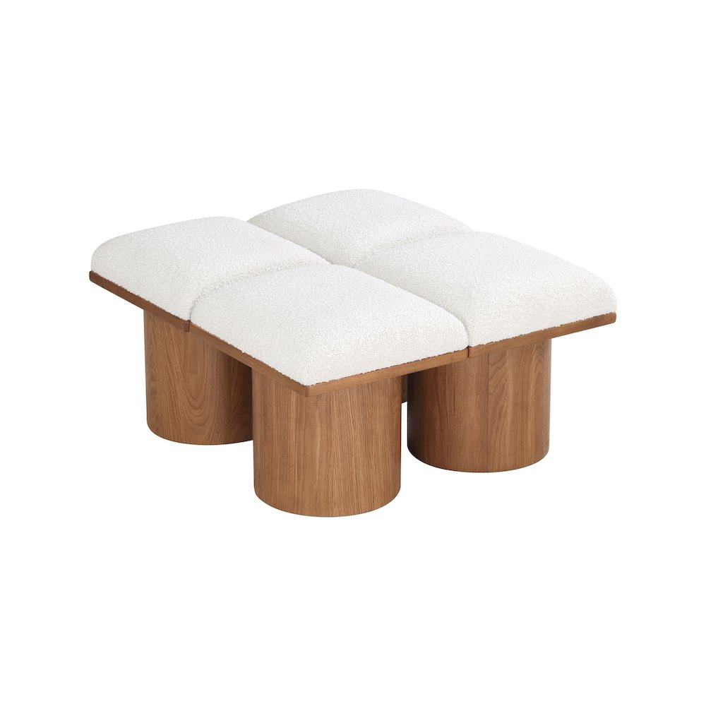 Pavilion Cream Boucle Fabric Bench