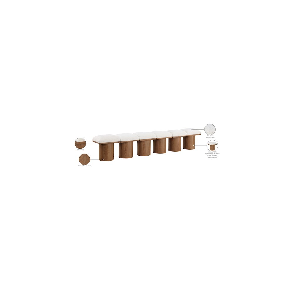 Pavilion Cream Boucle Fabric Bench