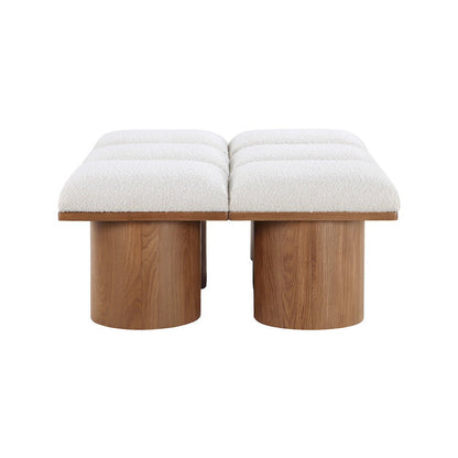 Pavilion Cream Boucle Fabric Bench