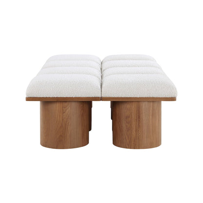 Pavilion Cream Boucle Fabric Bench