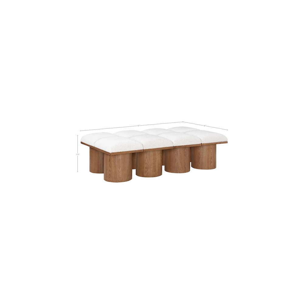 Pavilion Cream Boucle Fabric Bench