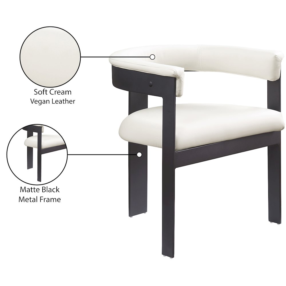 Romeo Cream Vegan Leather Dining Chair, Set of 2