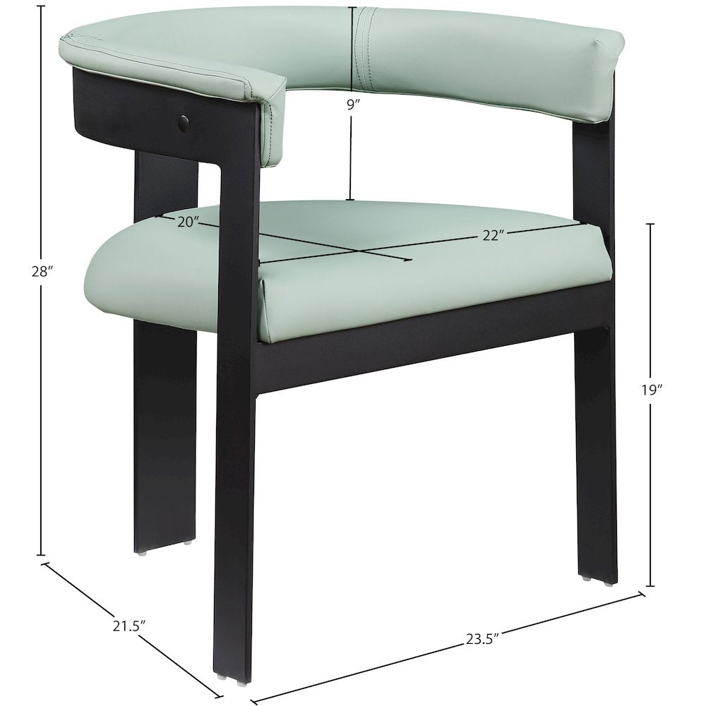Romeo Mint Green Vegan Leather Dining Chair, Set of 2