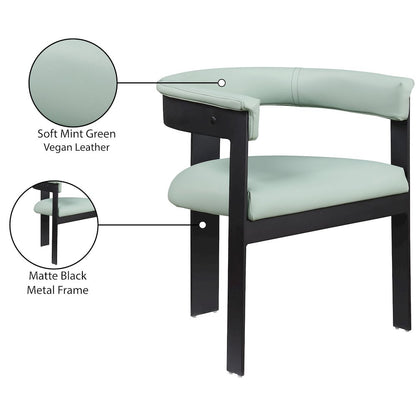 Romeo Mint Green Vegan Leather Dining Chair, Set of 2