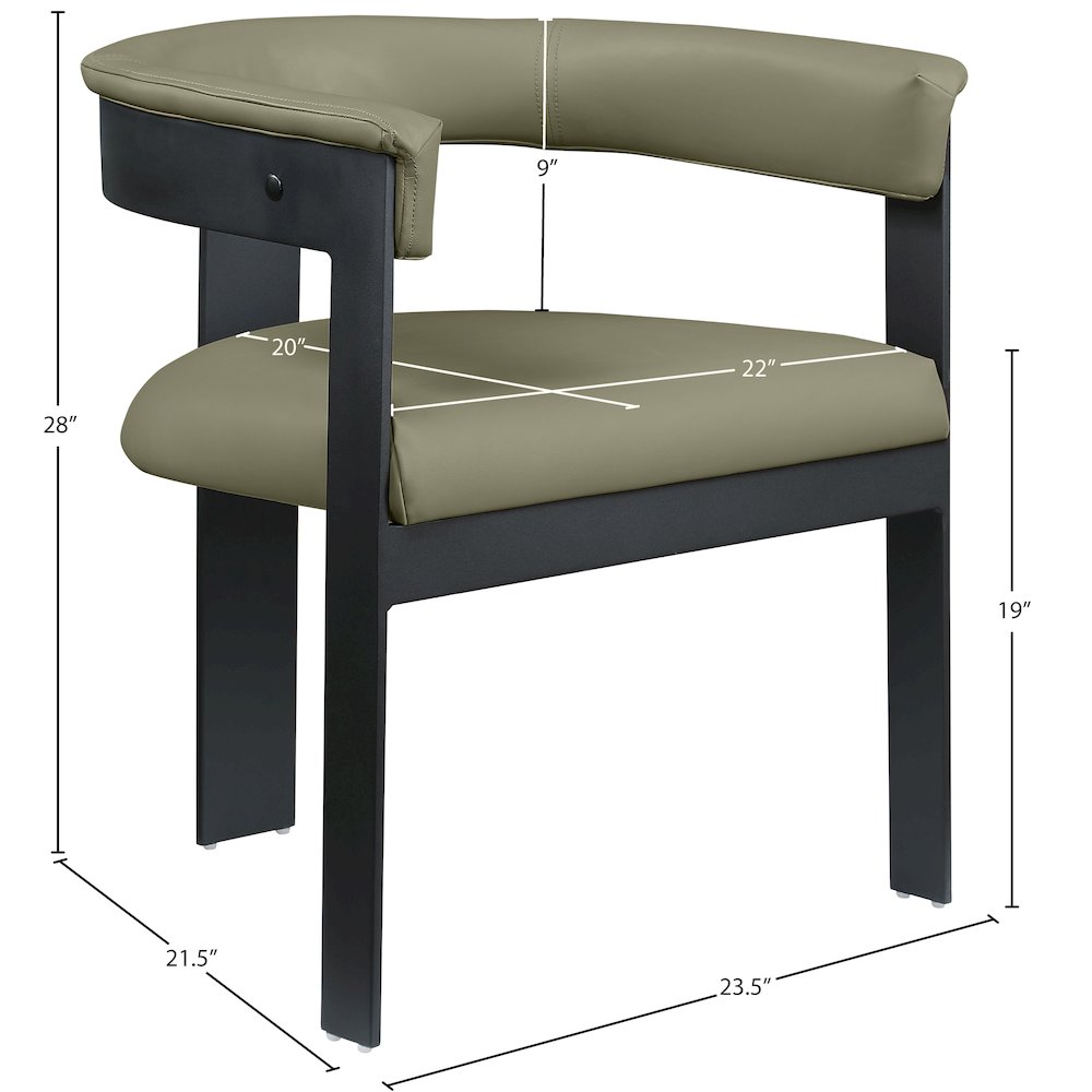 Romeo Olive Green Vegan Leather Dining Chair, Set of 2