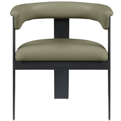 Romeo Olive Green Vegan Leather Dining Chair, Set of 2