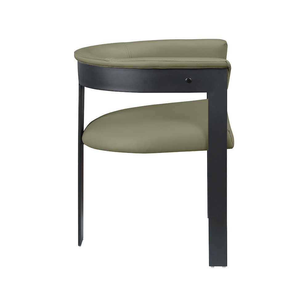 Romeo Olive Green Vegan Leather Dining Chair, Set of 2
