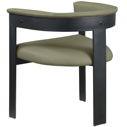 Romeo Olive Green Vegan Leather Dining Chair, Set of 2