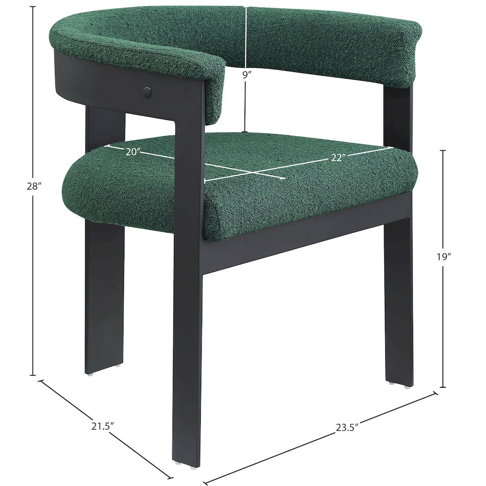 Romeo Green Boucle Fabric Dining Chair, Set of 2