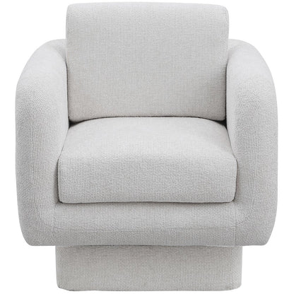 Alessandra Cream Chenille Fabric Swivel Accent Chair