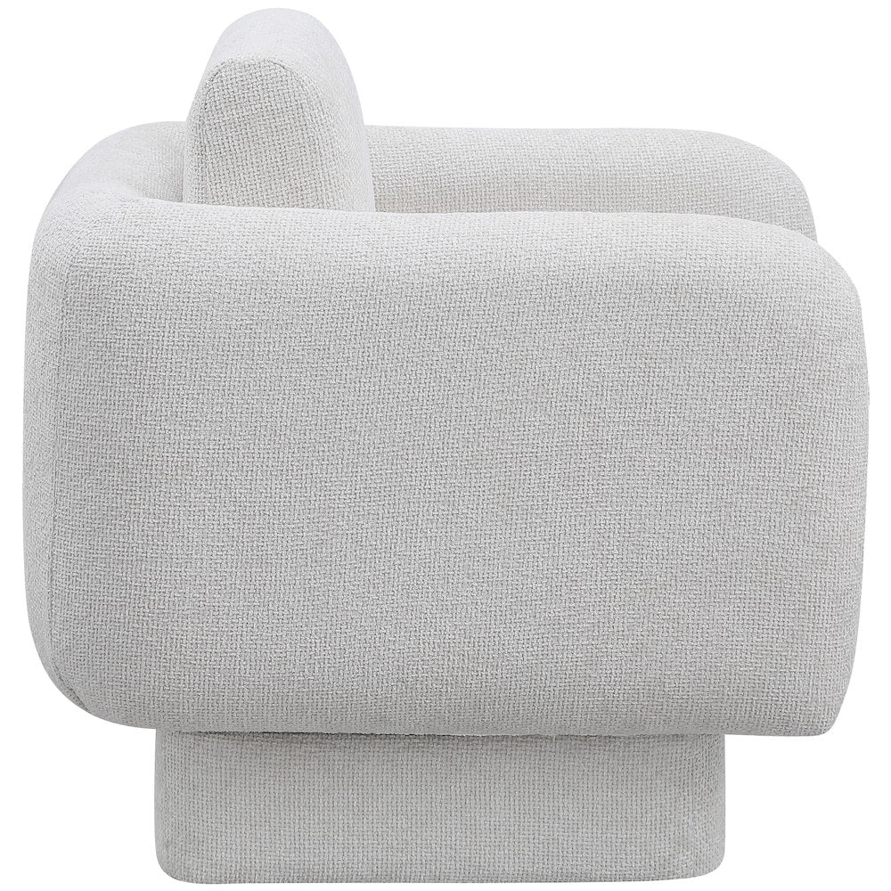 Alessandra Cream Chenille Fabric Swivel Accent Chair