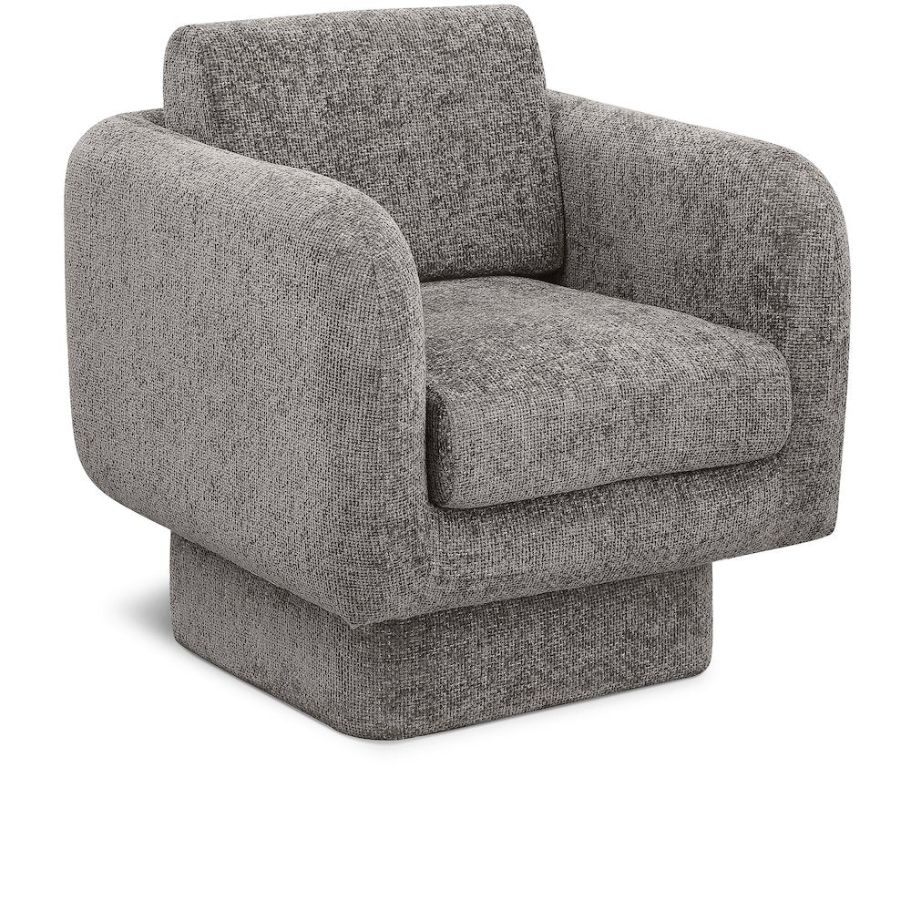Alessandra Grey Chenille Fabric Swivel Accent Chair