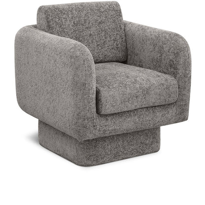 Alessandra Grey Chenille Fabric Swivel Accent Chair