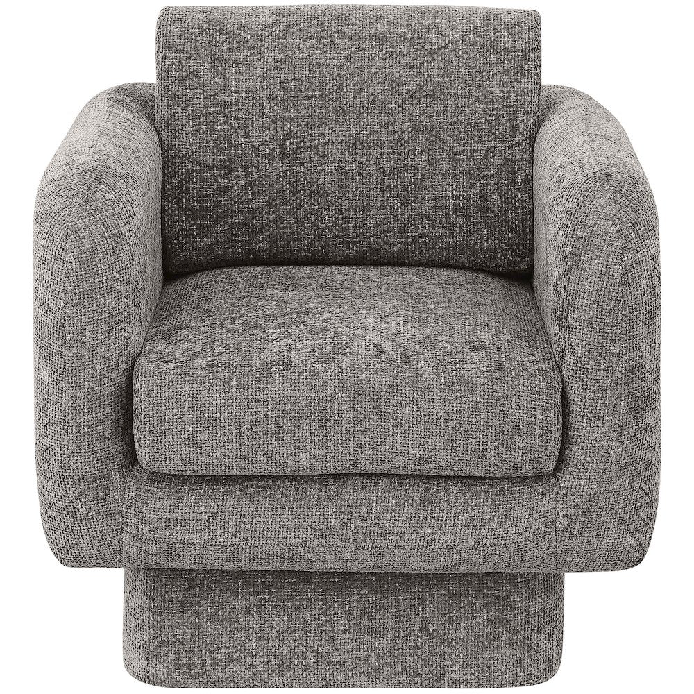 Alessandra Grey Chenille Fabric Swivel Accent Chair