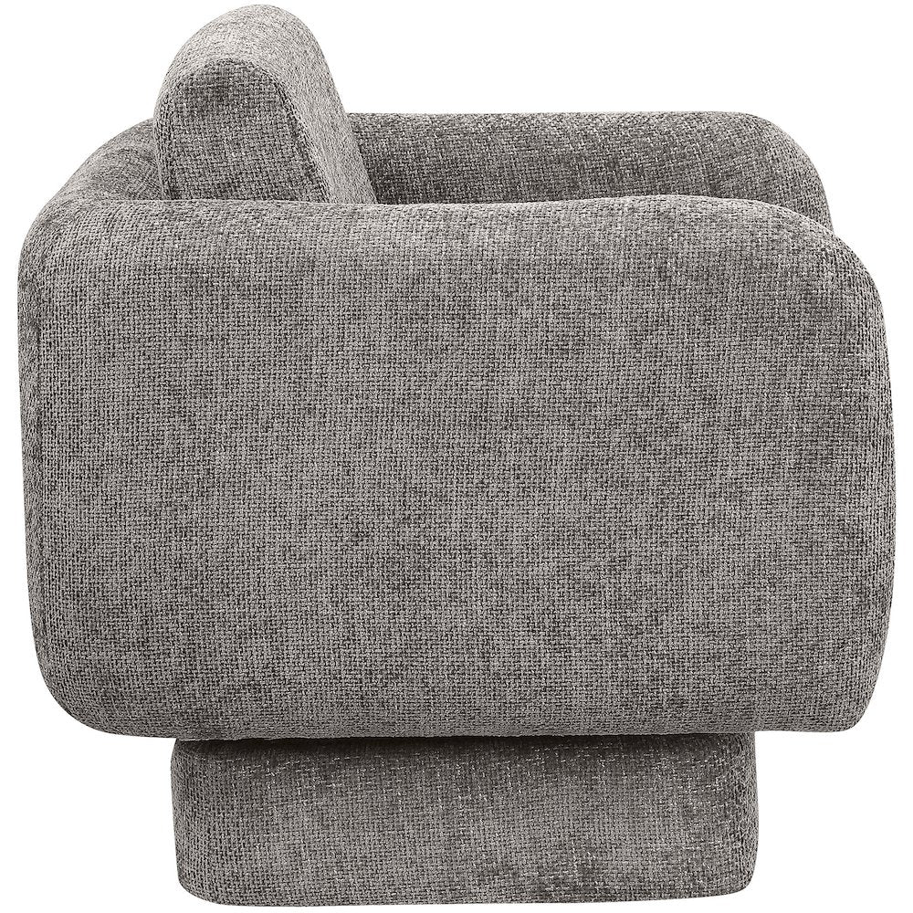 Alessandra Grey Chenille Fabric Swivel Accent Chair