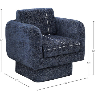 Alessandra Navy Chenille Fabric Swivel Accent Chair
