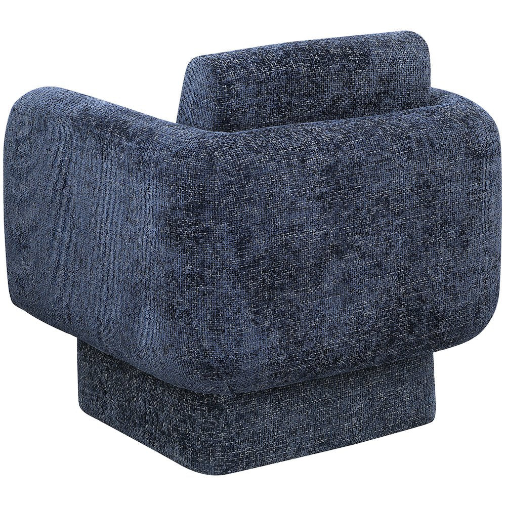Alessandra Navy Chenille Fabric Swivel Accent Chair