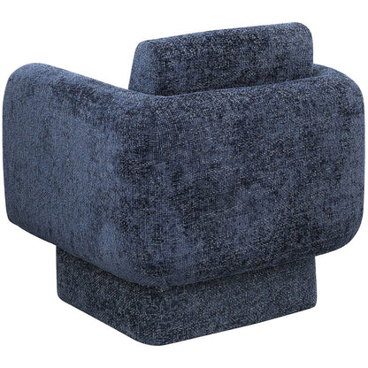Alessandra Navy Chenille Fabric Swivel Accent Chair