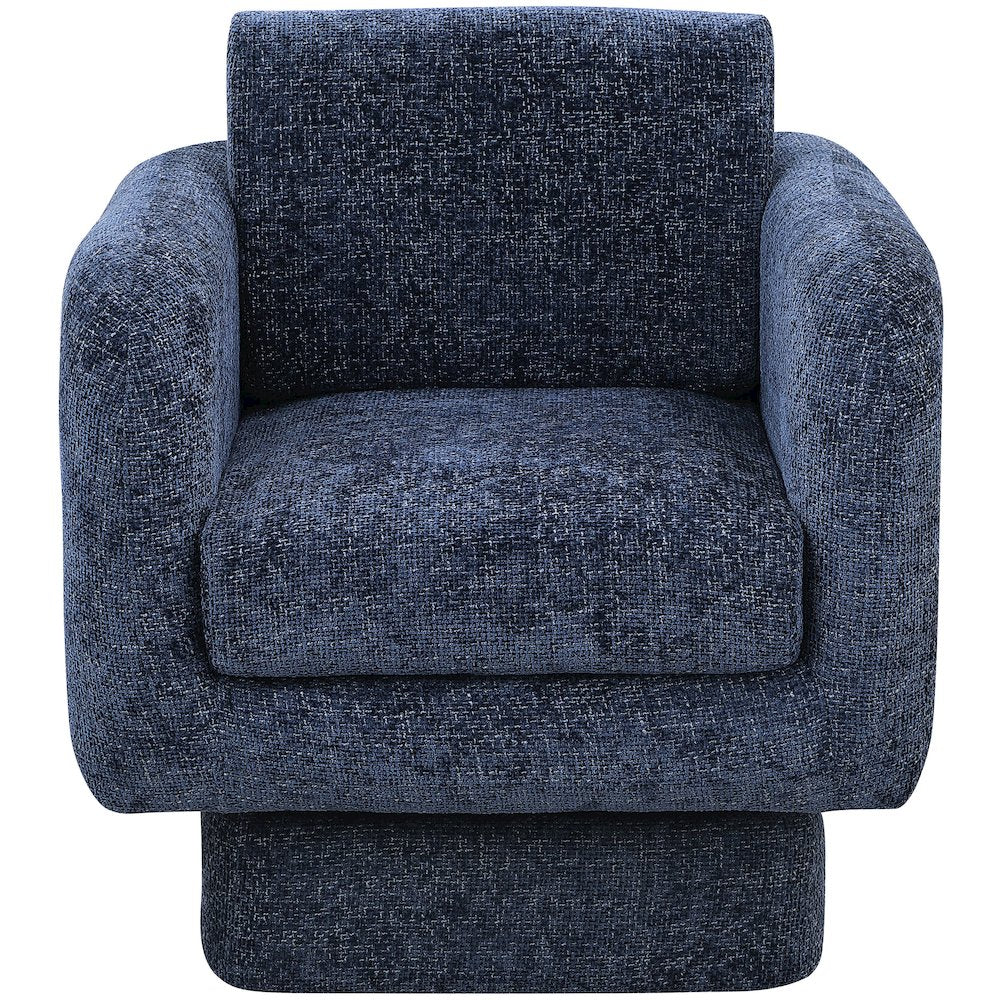 Alessandra Navy Chenille Fabric Swivel Accent Chair