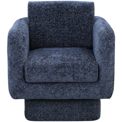 Alessandra Navy Chenille Fabric Swivel Accent Chair