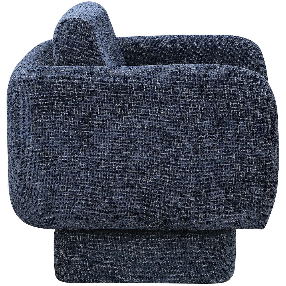 Alessandra Navy Chenille Fabric Swivel Accent Chair