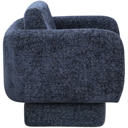 Alessandra Navy Chenille Fabric Swivel Accent Chair
