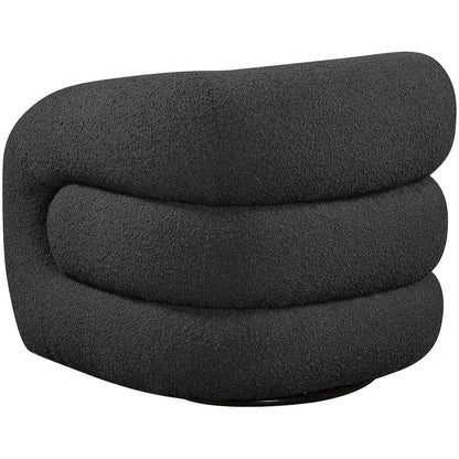 Roxbury Black Boucle Fabric Swivel Accent Chair