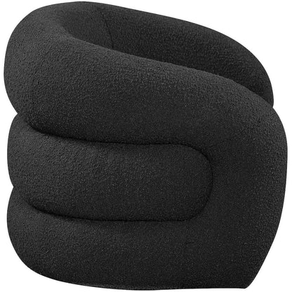 Roxbury Black Boucle Fabric Swivel Accent Chair