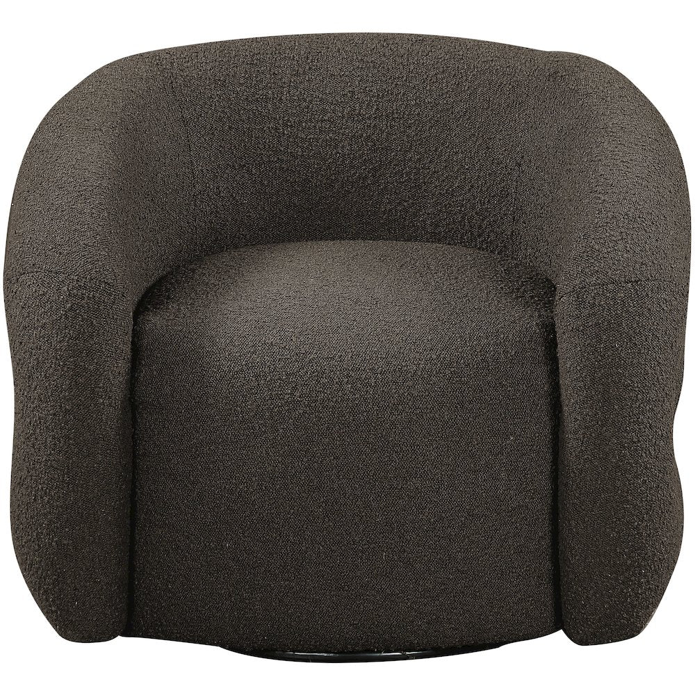 Roxbury Brown Boucle Fabric Swivel Accent Chair