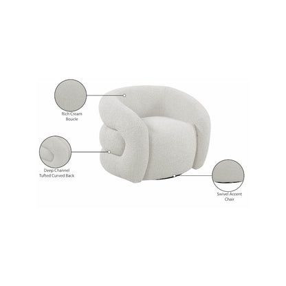 Roxbury Cream Boucle Fabric Swivel Accent Chair