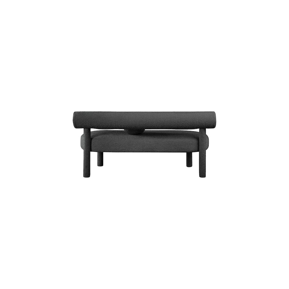 Parlor Black Boucle Fabric Bench