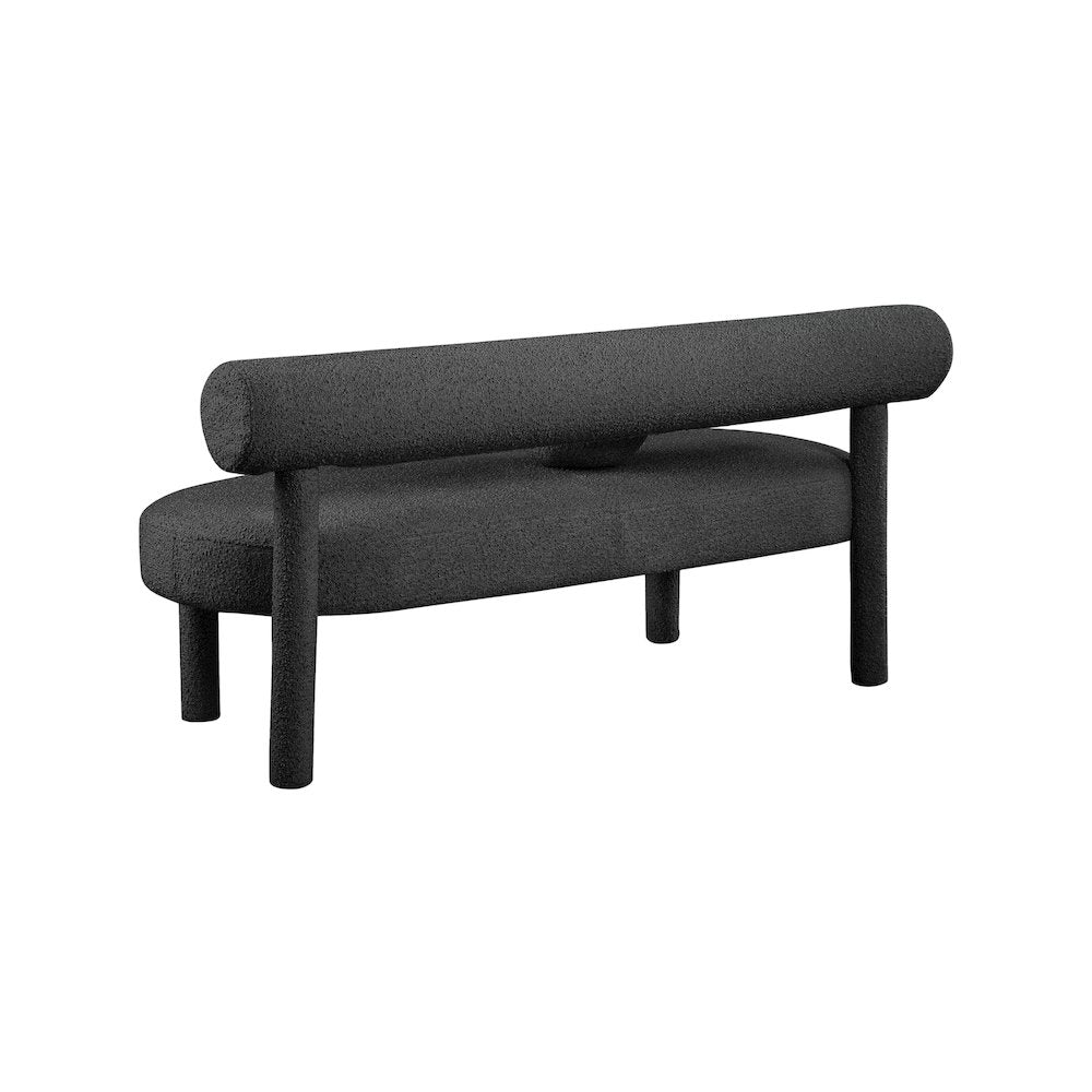 Parlor Black Boucle Fabric Bench
