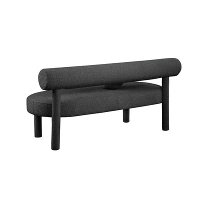 Parlor Black Boucle Fabric Bench