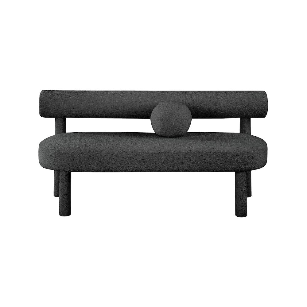 Parlor Black Boucle Fabric Bench