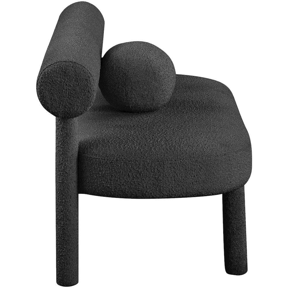 Parlor Black Boucle Fabric Bench
