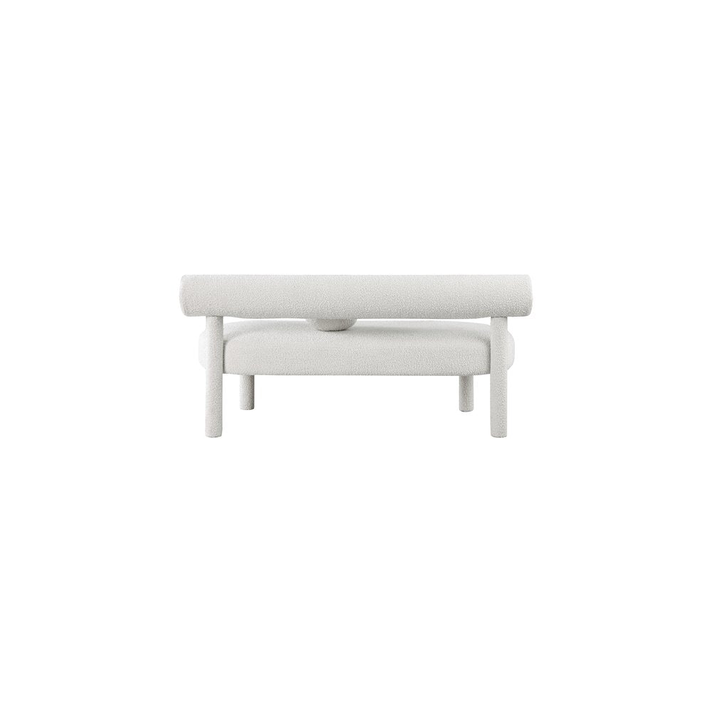Parlor Cream Boucle Fabric Bench