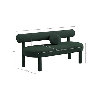 Parlor Green Boucle Fabric Bench