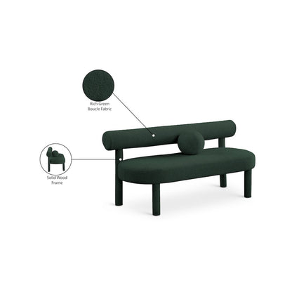 Parlor Green Boucle Fabric Bench
