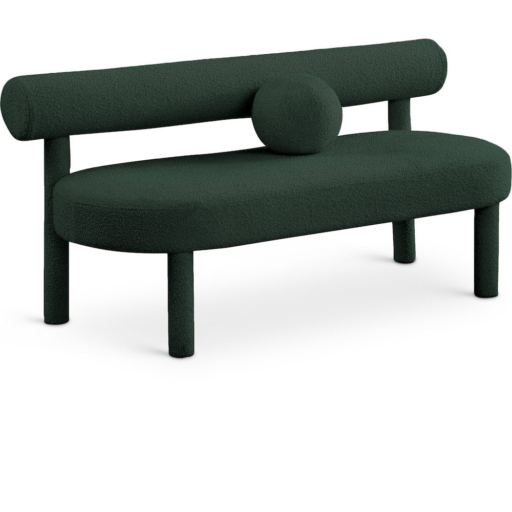 Parlor Green Boucle Fabric Bench