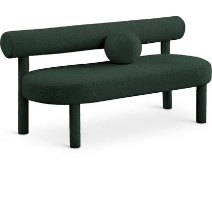 Parlor Green Boucle Fabric Bench