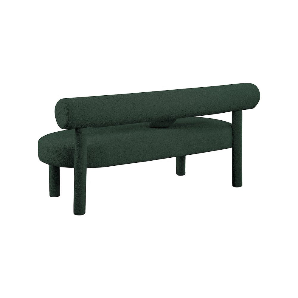 Parlor Green Boucle Fabric Bench