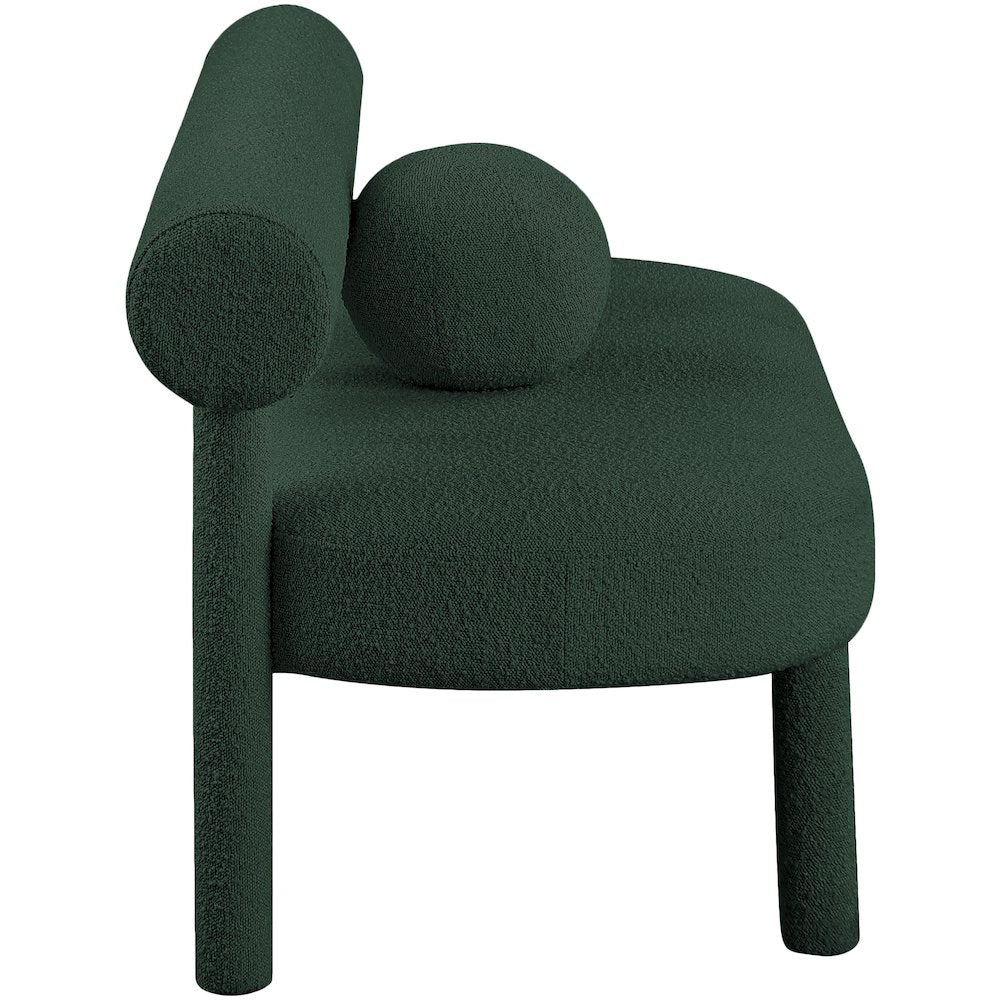 Parlor Green Boucle Fabric Bench