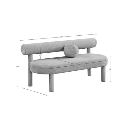 Parlor Grey Boucle Fabric Bench