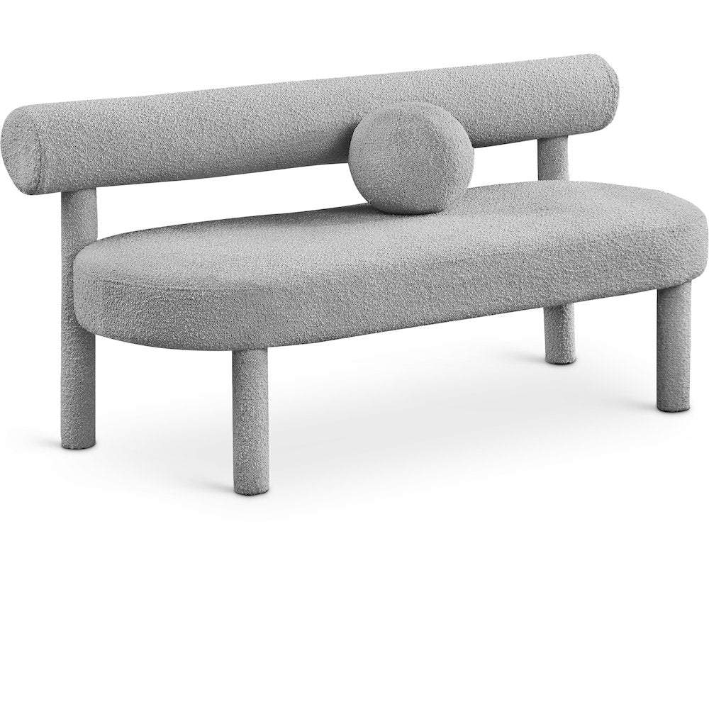 Parlor Grey Boucle Fabric Bench