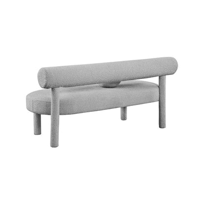 Parlor Grey Boucle Fabric Bench