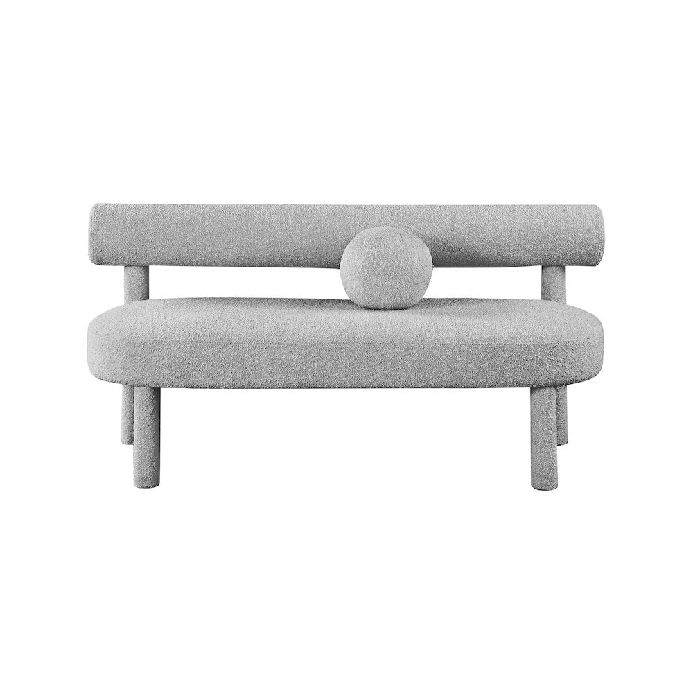 Parlor Grey Boucle Fabric Bench