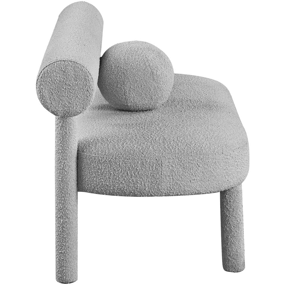 Parlor Grey Boucle Fabric Bench