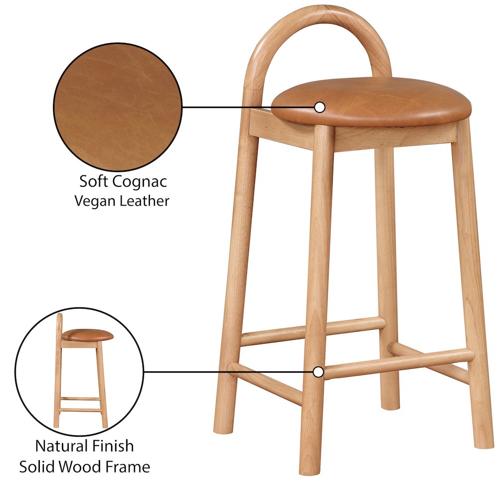 Calvin Cognac Vegan Leather Stool