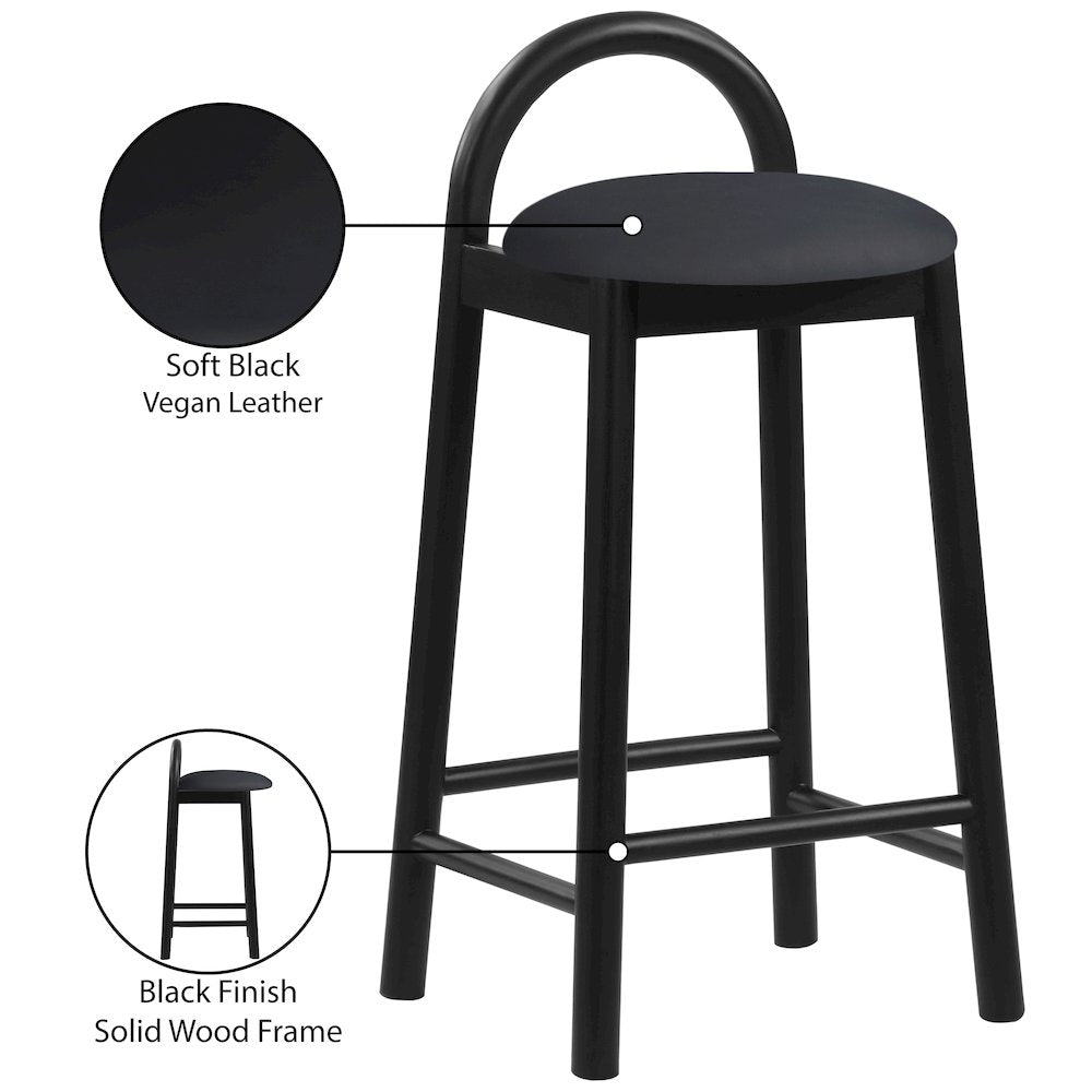 Calvin Black Vegan Leather Stool